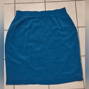Braemar Petites Jerry Scott 100% Silk Pencil Skirt Blue (6)